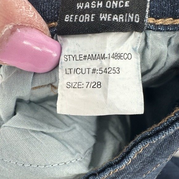 Ashley Mason Women Size 7/28 Flare Jeans  Blue Floral Embroidery Hippie Boho Y2K - Picture 7 of 9